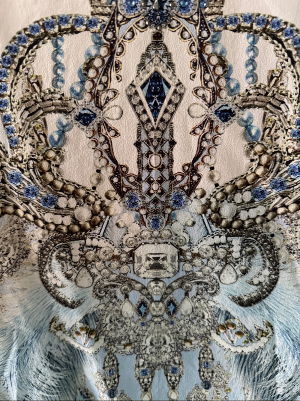 Camilla Embellished Flared Raglan Sleeve Kaftan in Blue & Cream NWT - Picture 7 of 11